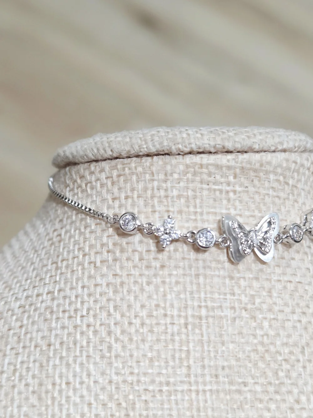 Dainty White Gold Butterfly Bracelet - Feminine Sparkle